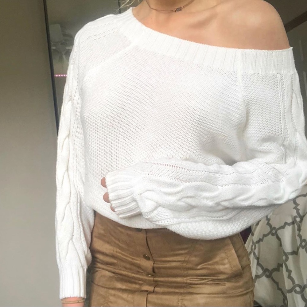 Hollister white off the shoulder sweater